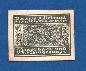11 228 Notgeld Amorbach Vereinigung der Kolonialwarenhändler 50 Pfg., ohne Datum - Picture 1 of 2