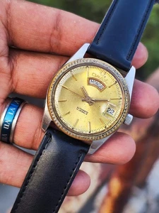 Omax President Automatic 17 Jewels Fluted Bezel Vintage Swiss Men's Watch Rare - Picture 1 of 12