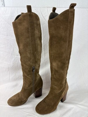 Via Spiga Gamuza Marrón Hasta la Rodilla Talla 8 US/38 Euro 3" Tacón Alto Cremallera Tobillo Foto 1 de 4