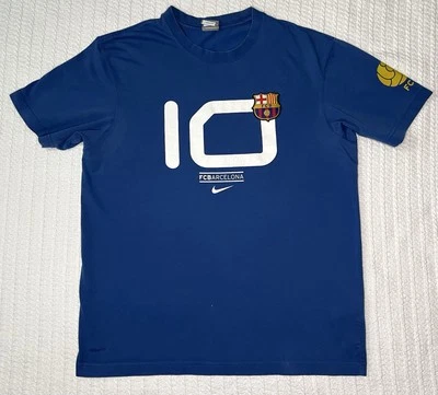 FC Barcelona Ronaldinho Vintage Soccer Futbol Blue Jersey Shirt LG 20” X 26” - Image 1 of 4