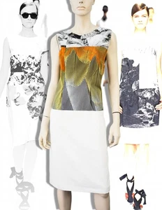 DRIES VAN NOTEN SS 2012 sz 38 Forest and Feather Cotton Twill Sheath Dress US 6 - Picture 1 of 5
