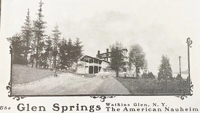 Anuncio impreso fotográfico 1903 Watkins GLEN SPRINGS, NY Winter Health Resort edificio de hotel Foto 1 de 2