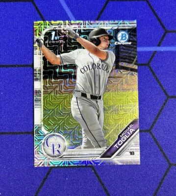 2019 Bowman Draft Michael Toglia 1st Asia Mojo Refractor Rockies #BDC-64 - Image 1 of 2