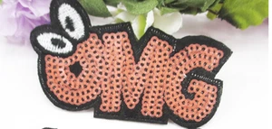 OMG Sequin Word Iron on Applique Patch - Picture 1 of 1