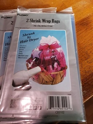 Shrink Wrap Bags 24"X 28" (24 Bags) Gift Baskets Shrunk By Hair Dryer Flomo