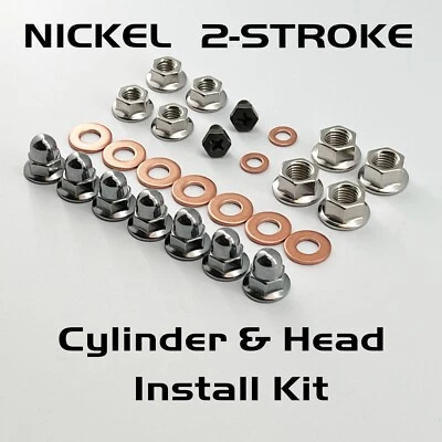 NICKEL KX85 KX125 KX250 2 STROKE TOP END ENGINE CYLINDER HEAD NUTS KIT KAWASAKI - Image 1 of 3