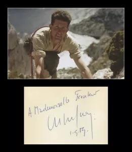 Gaston Rebuffat (1921-1985) - Alpinista francese - Pagina libro degli ospiti firmata - 1954 - Foto 1 di 4