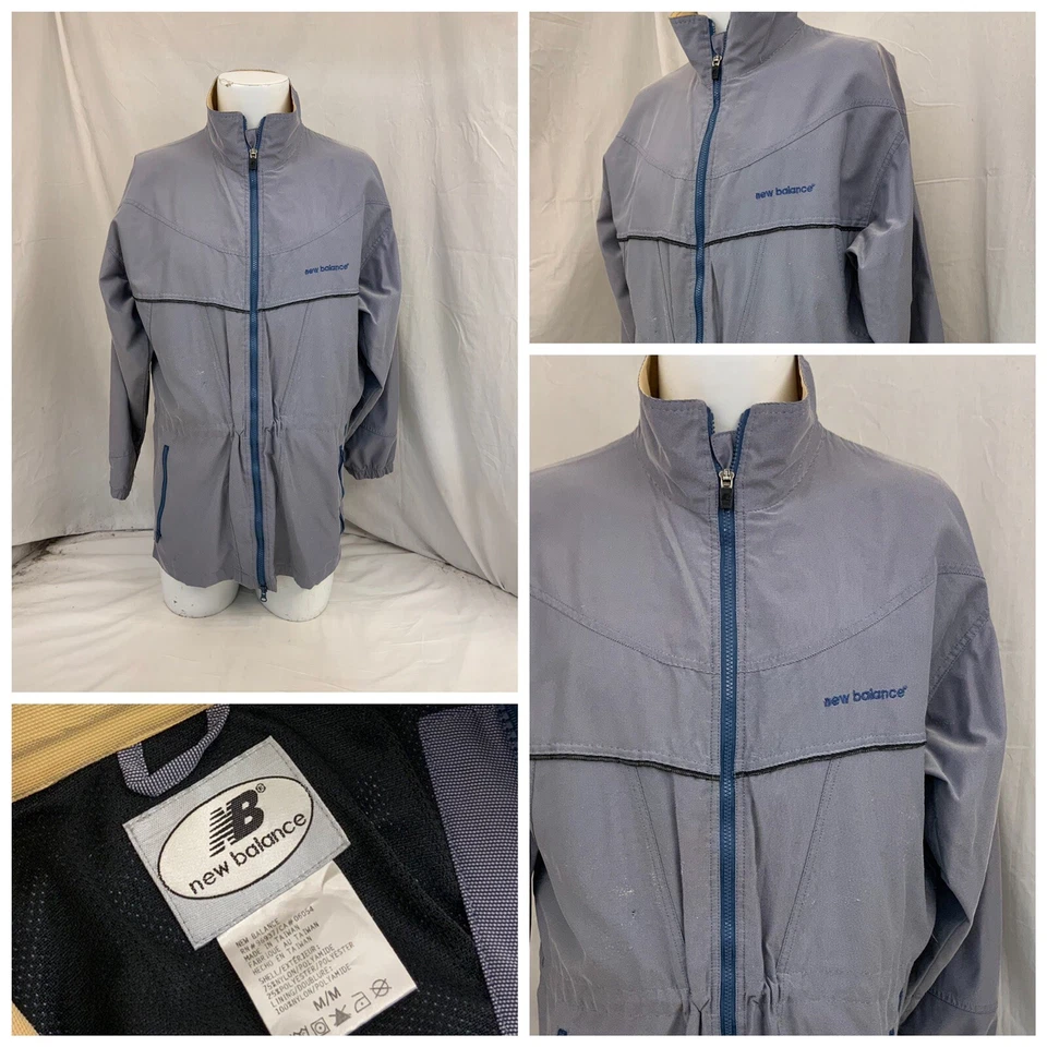 Chaqueta de Correr New Balance M Azul Gris Nylon Poli Forrada Hasta el Muslo YGI N1-75 Foto 1 de 4
