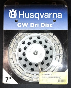 Husqvarna 542751315 GW2 Double Row 7" Rim Cup Wheel Dry or Wet Cutting 5/8"-11 - Picture 1 of 3
