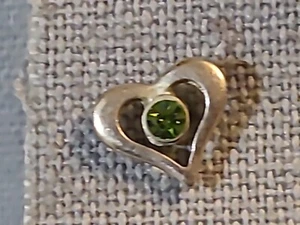 Sterling Silver And Peridot Heart Earrings August Burthstone Heart Earrings - Picture 1 of 14
