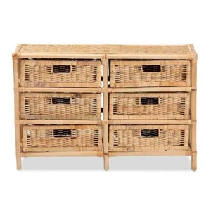 bali + pari Accent Cabinet 11.8"x34.6"x22.4" Natural Rattan Storage Heavy Duty - Picture 1 of 9