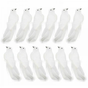 6/12PCS Artificial Dove Birds Clip on Tree Feather Craft Christmas Wedding Party