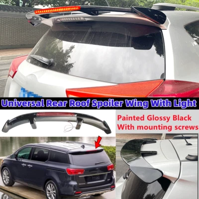 Universal Fit For Kia Sedona 2015-21 Gloss Black Rear Roof Spoiler Wing W/ Light - Image 1 of 4