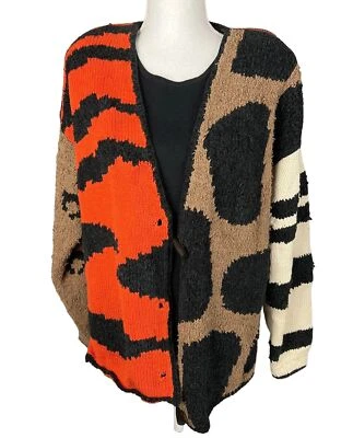Винтажный свитер ручной вязки Carole Little Animal Print - Изображение 1 из 4
