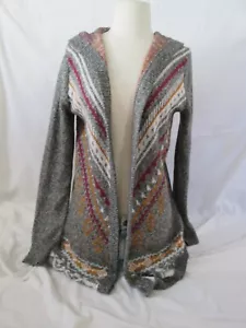 Hippie Rose Boho Long Cardigan Sweater Ladies Size M Aztec Lightweight Hooded - Picture 1 of 7