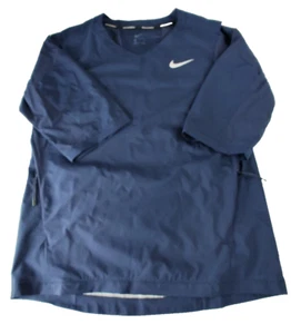 NWT Nike $85 Baseball Hot Jacket 897383-657 Pullover 3/4 Sleeve Navy Mens, Med - Picture 1 of 9