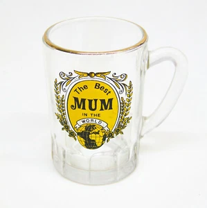 Taza en forma de cerveza de raíz LA MEJOR MAMÁ DEL MUNDO Copa de vidrio transparente borde dorado ¡FRANCIA! - Imagen 1 de 4