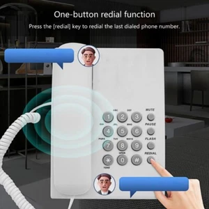 Corded Landline Phone Big Button Wall Mount Landline Phones Redial Fixed - Zdjęcie 1 z 10