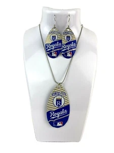 Juego de Pendientes y Collares Giradores de Lágrima Vintage con Logotipo del Equipo de los Reales de Kansas City - Imagen 1 de 4