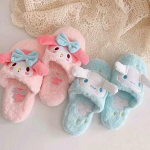 My Melody Cinnamoroll Women Home Soft Plush Floor Slippers Shoes US size 5-7.5 - Picture 1 of 12