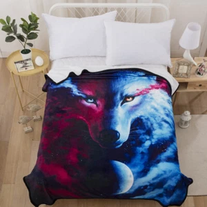 Wolf Galaxy Blanket 130cmx150cm Size Plush Comforter Home Decoration Throw Rug - Picture 1 of 9