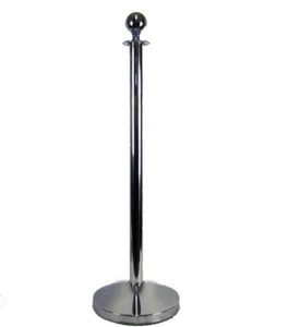 Absperrpfosten Absperrständer Personenleitsystem Silber Kugel D320mm-D51x1000mm - Bild 1 von 2