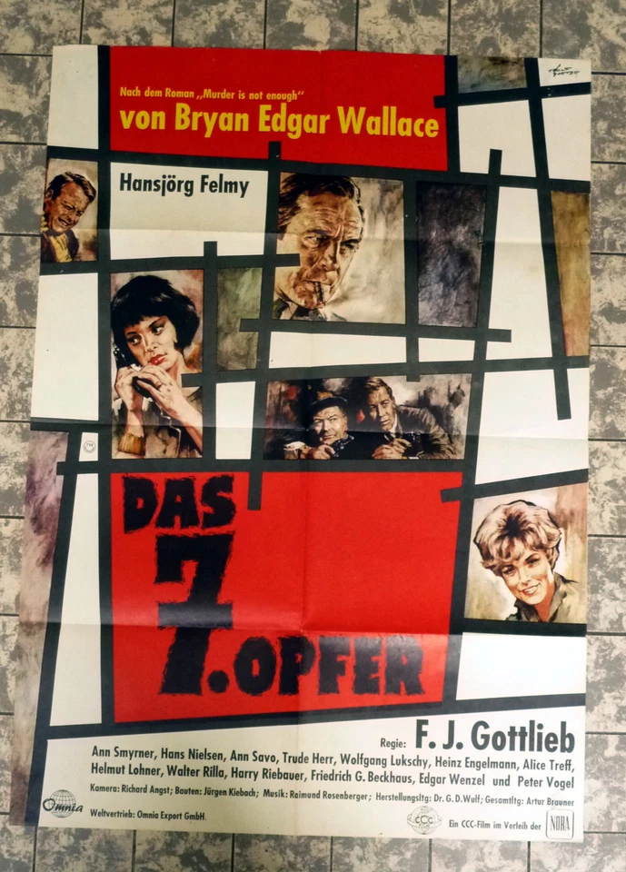 B. EDGAR WALLACE * DAS 7. OPFER - A1-FILMPOSTER MOT. B - German 1-Sheet 64 FELMY - Bild 1 von 1