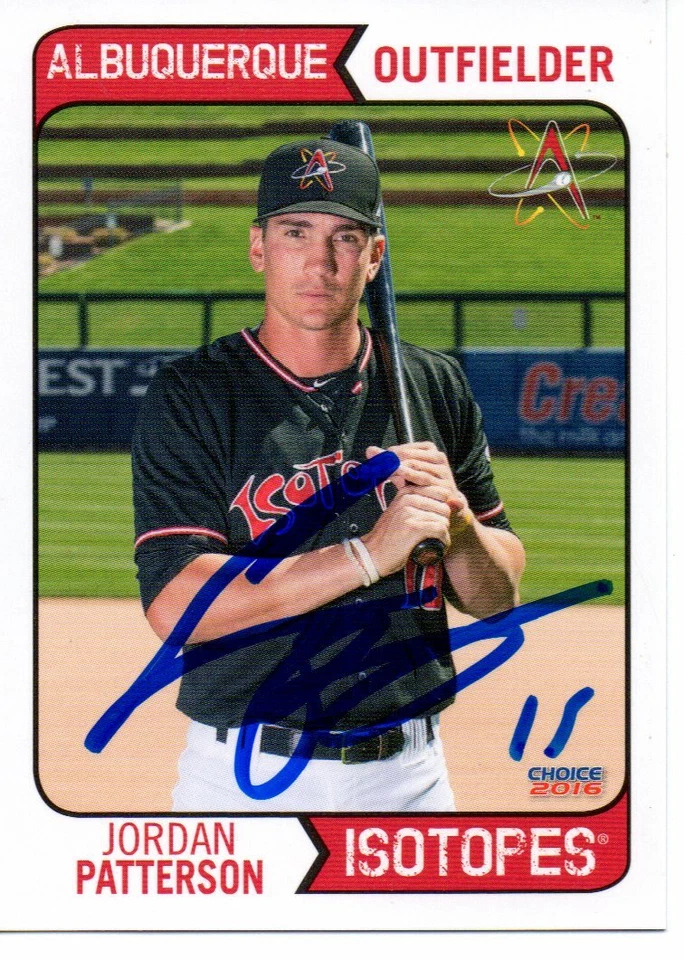 Jordan Patterson 2016 Albuquerque Isotopes Autographed Signed Card - Image 1 of 1