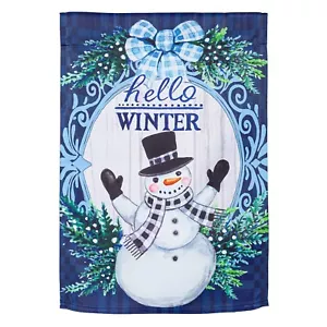 Winter Snowman 14S11082 Evergreen SUEDE Garden Flag 12.5" x 18" - Picture 1 of 2