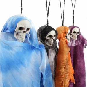 Halloween Scary Skull Doll Haunted House Spooky Creepy Novelty Decor Prop Black - Picture 1 of 14