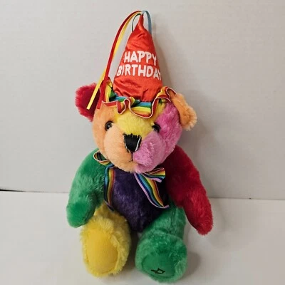 First Main Rainbow Birthday Bear Plush Teddy Primary Colors Stuffed Animal 2010 - Image 1 of 4