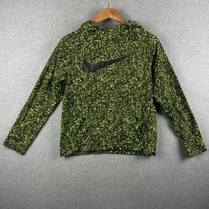 Nike Boys Hoodie XL Green Black Camo Youth Dri Fit Swoosh Spell Out Splatter - Picture 1 of 13
