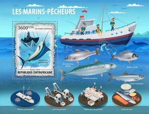 Fishing Fishes MNH Stamps 2019 Central African S/S - Picture 1 of 1
