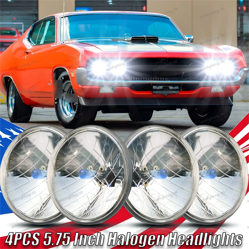 Faros de haz alto/bajo 4X 5,75" 5-3/4 pulgadas para Ford Thunderbird Torino Foto 1 de 4