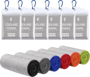 Cooling Towels 40"x12" Microfiber Sweat Towel for Gym Yoga Running 6 Pack - Picture 1 of 6
