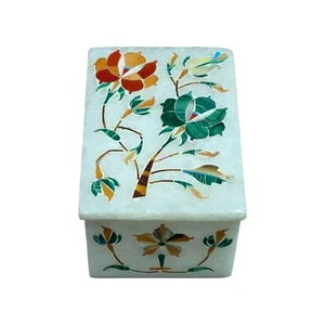Joyero con incrustaciones de mármol hecho a mano de 2"X3" baratija de almacenamiento decorativa regalo para ella - Imagen 1 de 11