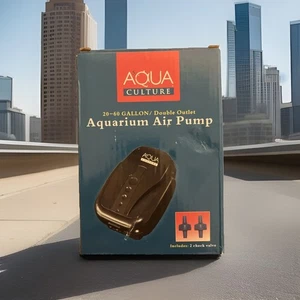Aqua Culture 20-60-Gallon AQUARIUM AIR PUMP • DOUBLE OUTLET + 2 Check Valves - Picture 1 of 2