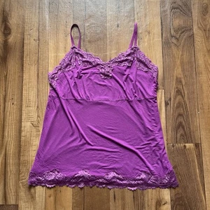 Lane Bryant Purple Lace Trim Babydoll Empire Waist Cami Tank Top Size 18/20 - Picture 1 of 10