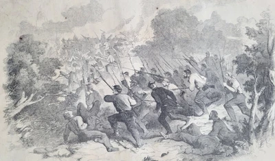 Battle of Bull Run галантный 69-й Нью-Йорк нападение повстанцев аккумулятор винтажный печать 1861 - Изображение 1 из 2