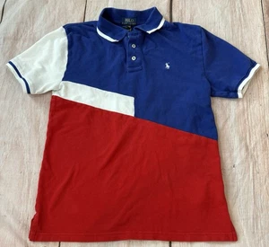 Polo Ralph Lauren Boys Polo Shirt Size Large 14-16 Red Multi Preppy - Picture 1 of 3