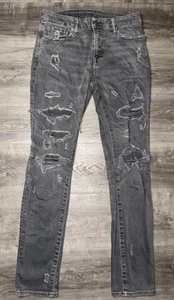 American Eagle Gray Jeans Size 30x32 Air Flex+ Slim Straight Stretch Ripped - Picture 1 of 6
