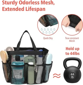 Carrito de Ducha de Malla Portátil, Actualización Más Profundo 7 Bolsillos Cesta Bolso de Mano para Coll - Imagen 1 de 6