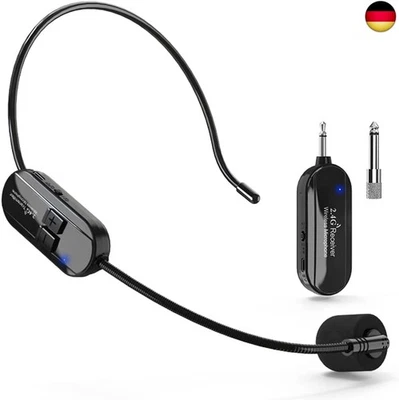 Wireless Mikrofon Headset, 2.4G Kabelloses Mikrofon funkmikrofon headset mit - Bild 1 von 4