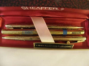 RARE 12 GOLD FILLED FLORAL SHEAFFER IMPERIAL SET,BALL PT,PENCIL BOX,COMPLETE,NOS - Picture 1 of 8