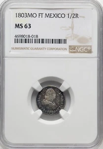 Mexico - 1803 MO FT Carlos IV 1/2 Real - NGC MS63 - STUNNING COLORFUL CHOICE UNC - Picture 1 of 4