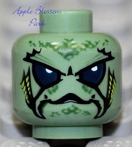 NEW Lego Alien MINIFIG HEAD -Sand Green Monster w/Blue eyes - Atlantis/Halloween - Picture 1 of 1