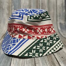 Rhude Men's Green Blue Card Abstract Print Bucket Cotton Hat One Size