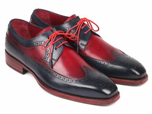 Paul Parkman Goodyear Welted Wingtip Derby Shoes Navy & Bordeaux (ID#511N85) - Picture 1 of 1