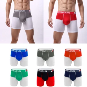 Men Boxer Cotton Briefs Shorts Long Leg Sport Underwear Modal Soft Underpants - Picture 1 of 8