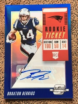 2018 Panini Contenders Optic #169 Braxton Berrios Rookie Ticket Auto #/25 BLUE - Image 1 of 3